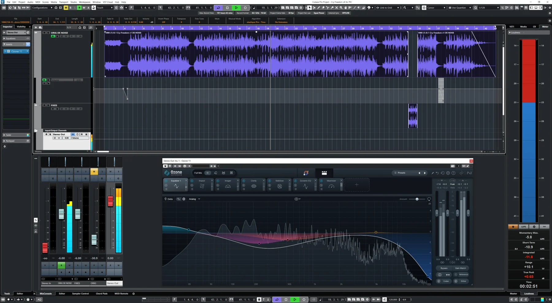 Sync arrangement view for Cry Freedom