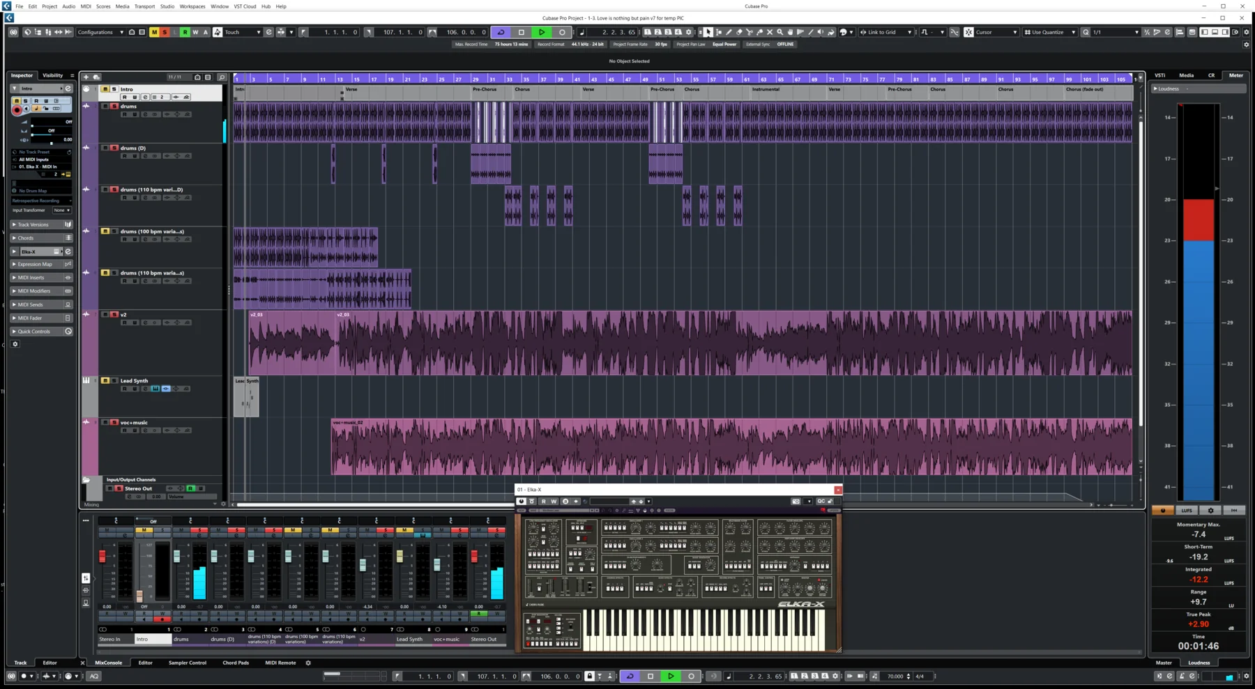 Sync arrangement view for Love Is Nothing But Pain