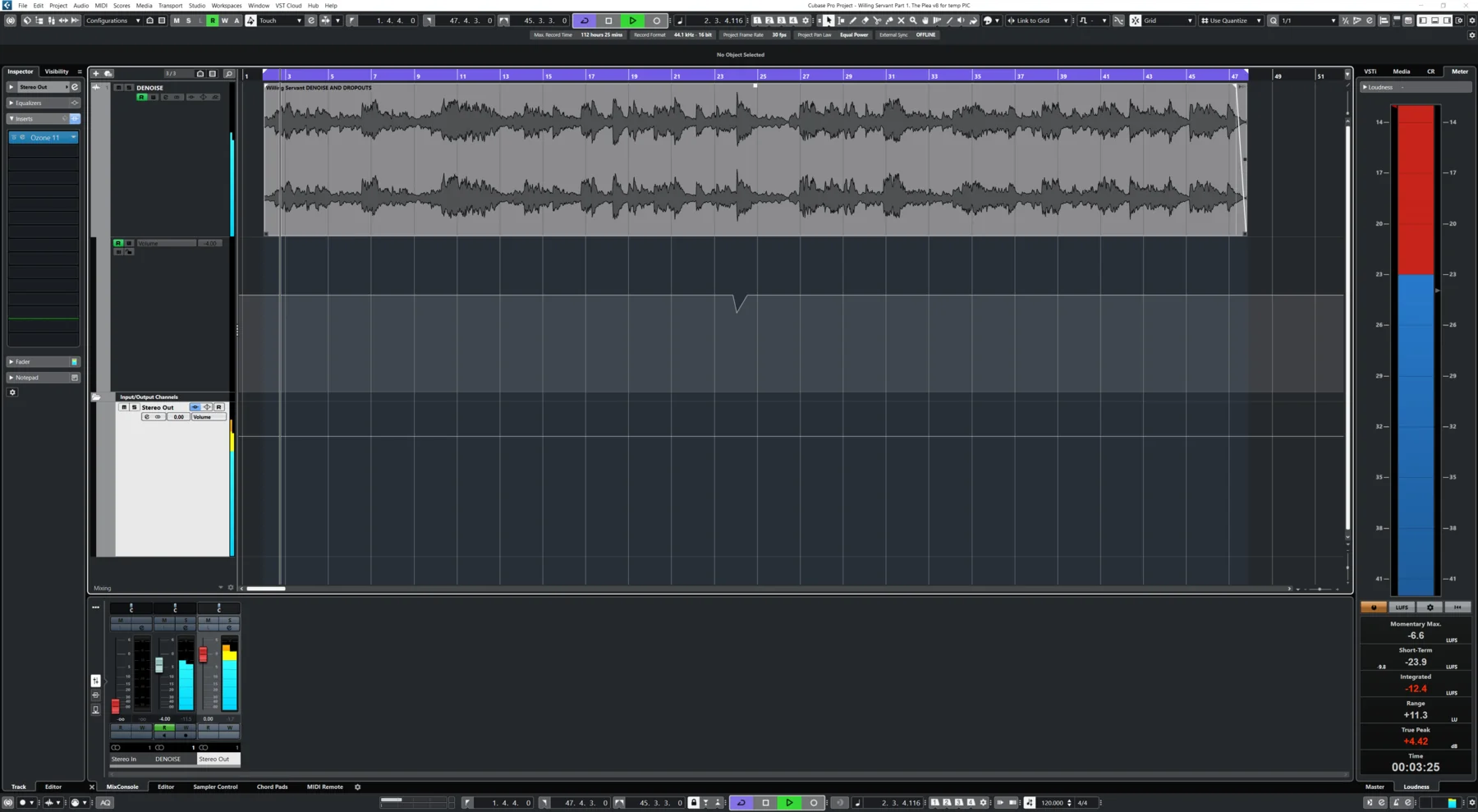 Sync arrangement view for Willing Servant (Part I - The Plea)